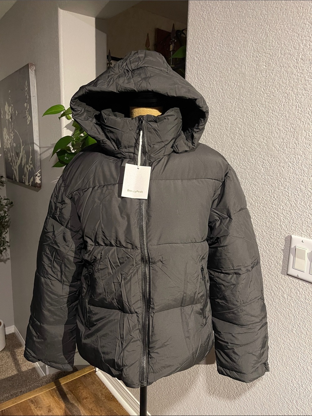 Women's Black Hooded Puffer Jacket - Cozy Insulated Winter Coat